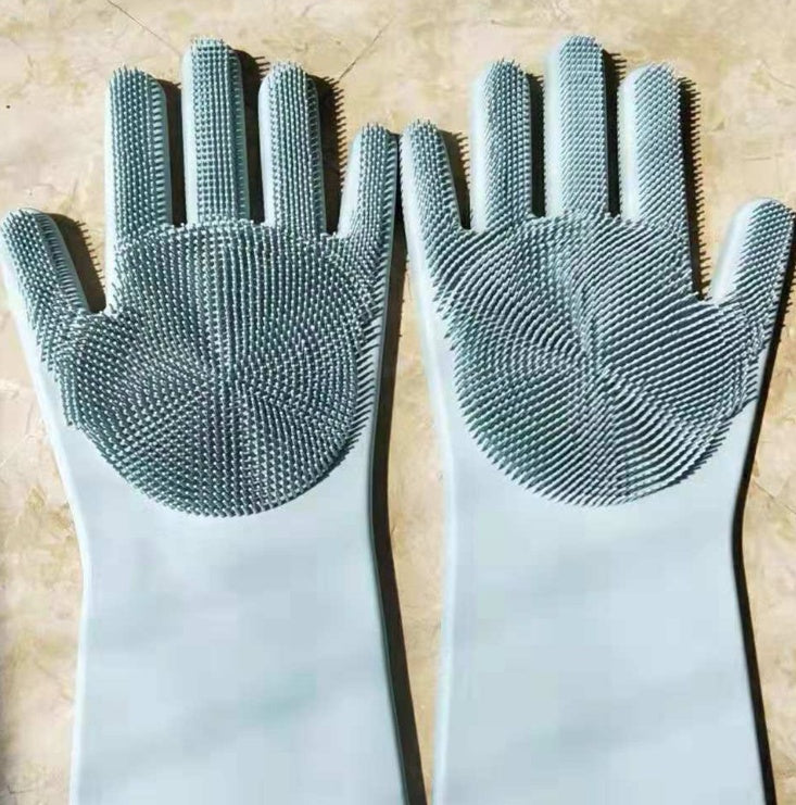 Eco-Friendly Silicone Cleaning Gloves with Scrubbing Bristles