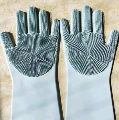 Eco-Friendly Silicone Cleaning Gloves with Scrubbing Bristles