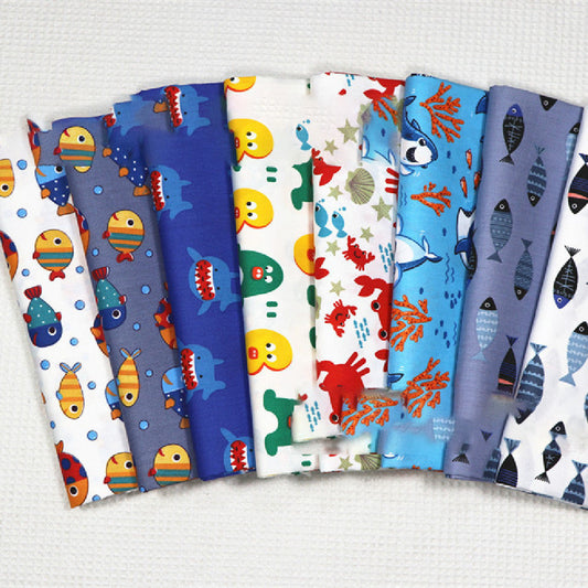 Multicolored reusable cloth napkins with sea creature designs