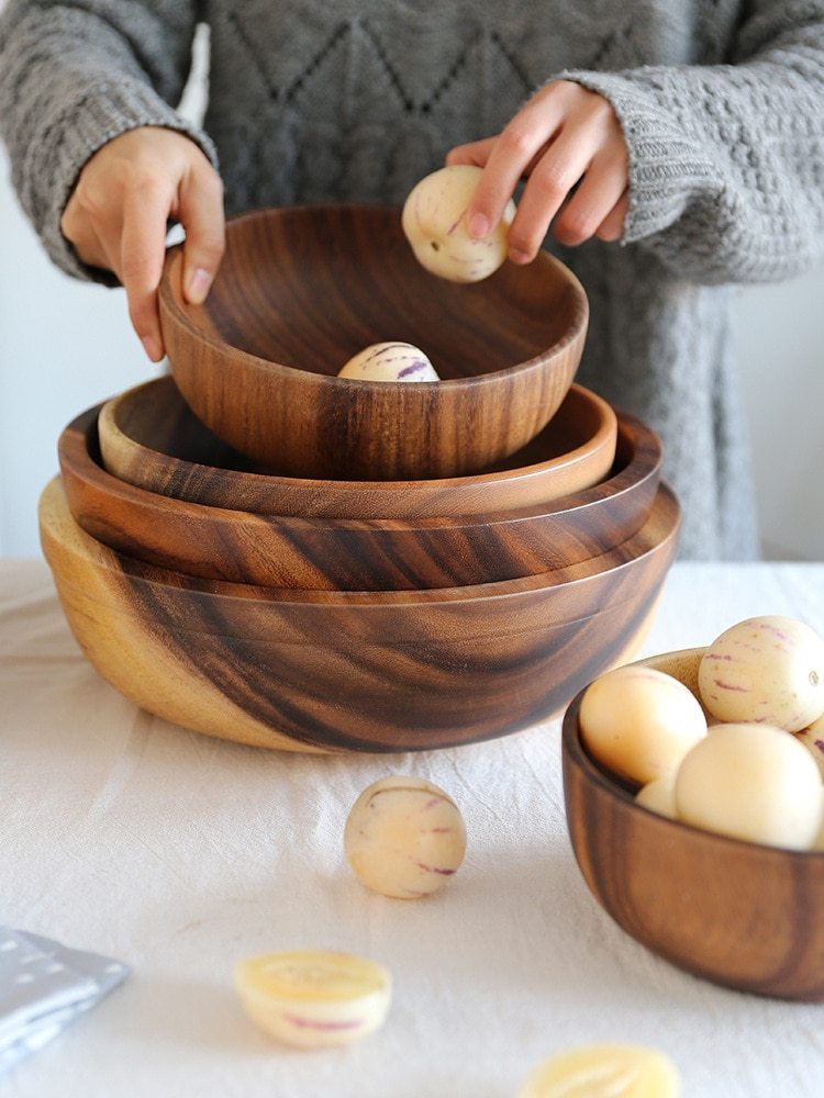 Eco-Friendly Nested Wooden Bowls for Sustainable Living