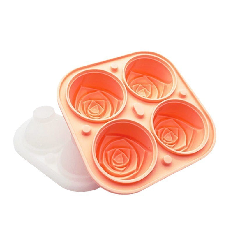 Rose-Shaped Silicone Ice Cube Mold - Eco-Friendly, Reusable, Pink