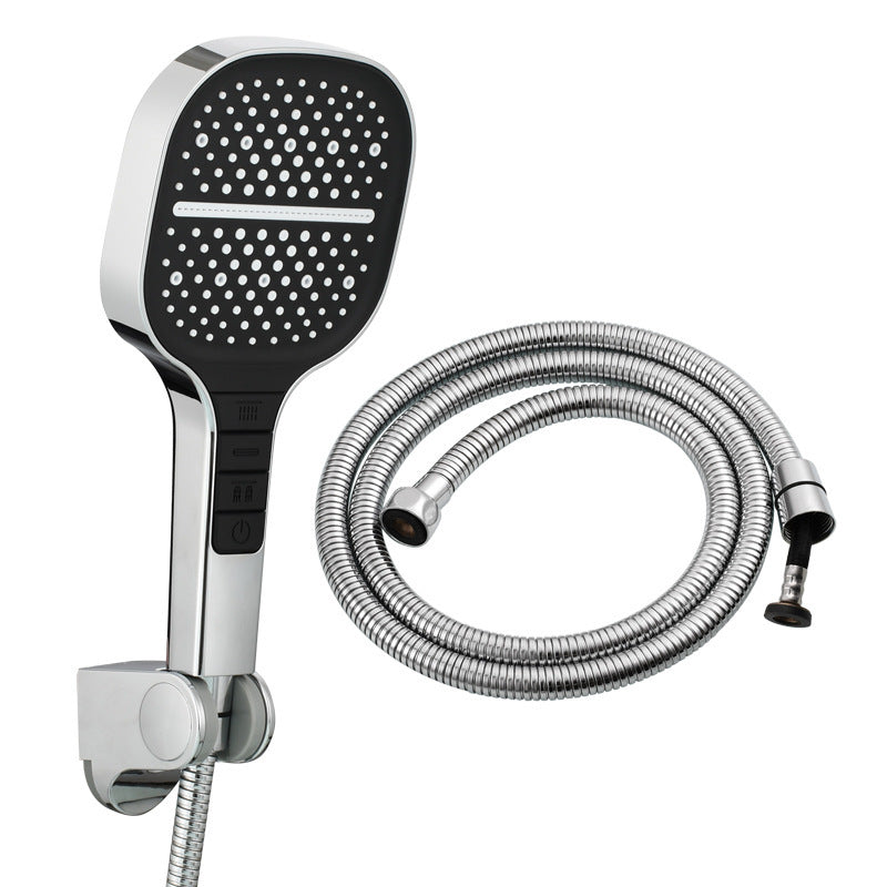 Eco-Friendly Water-Saving Showerhead - Black & Silver Square Design
