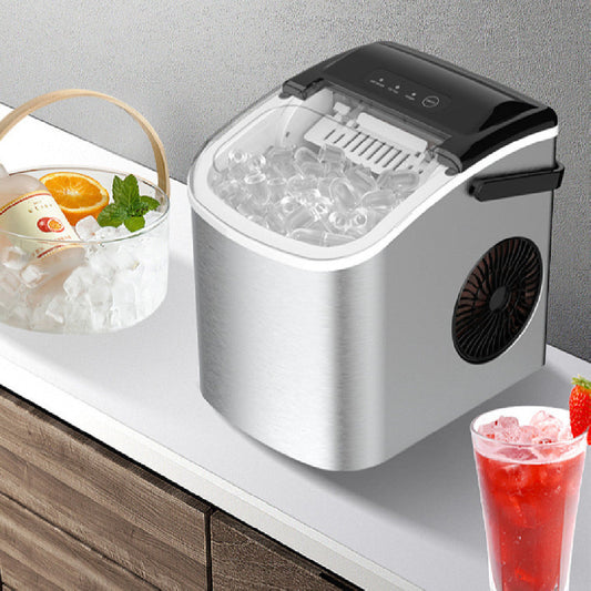 Portable Countertop Ice Maker in Silver with Black Accents
