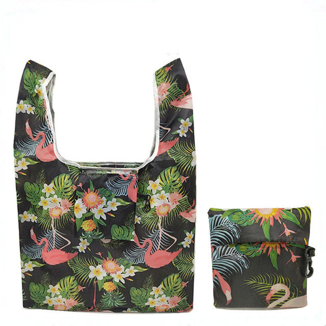 Eco-Friendly Reusable Shopping Bag - Multicolored Floral Pattern