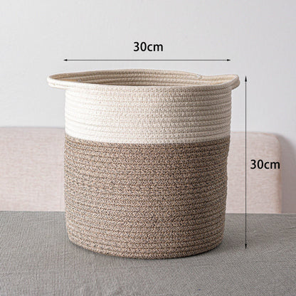 Eco-Friendly Cylindrical Storage Baskets Set - Beige & White