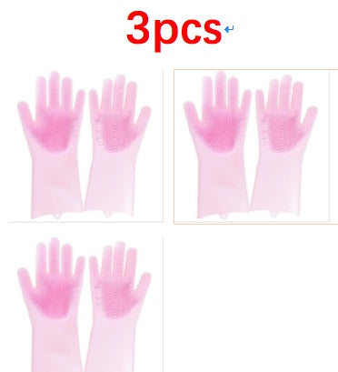 Eco-Friendly Silicone Cleaning Gloves with Scrubbing Bristles