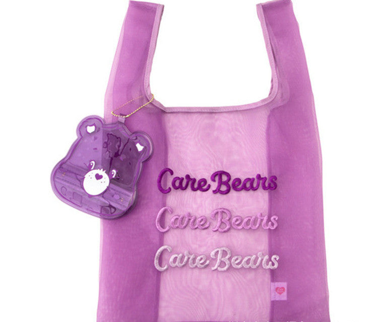 Eco-Friendly Reusable Shopping Bags with Bear Pouches - Purple, Pink, Blue