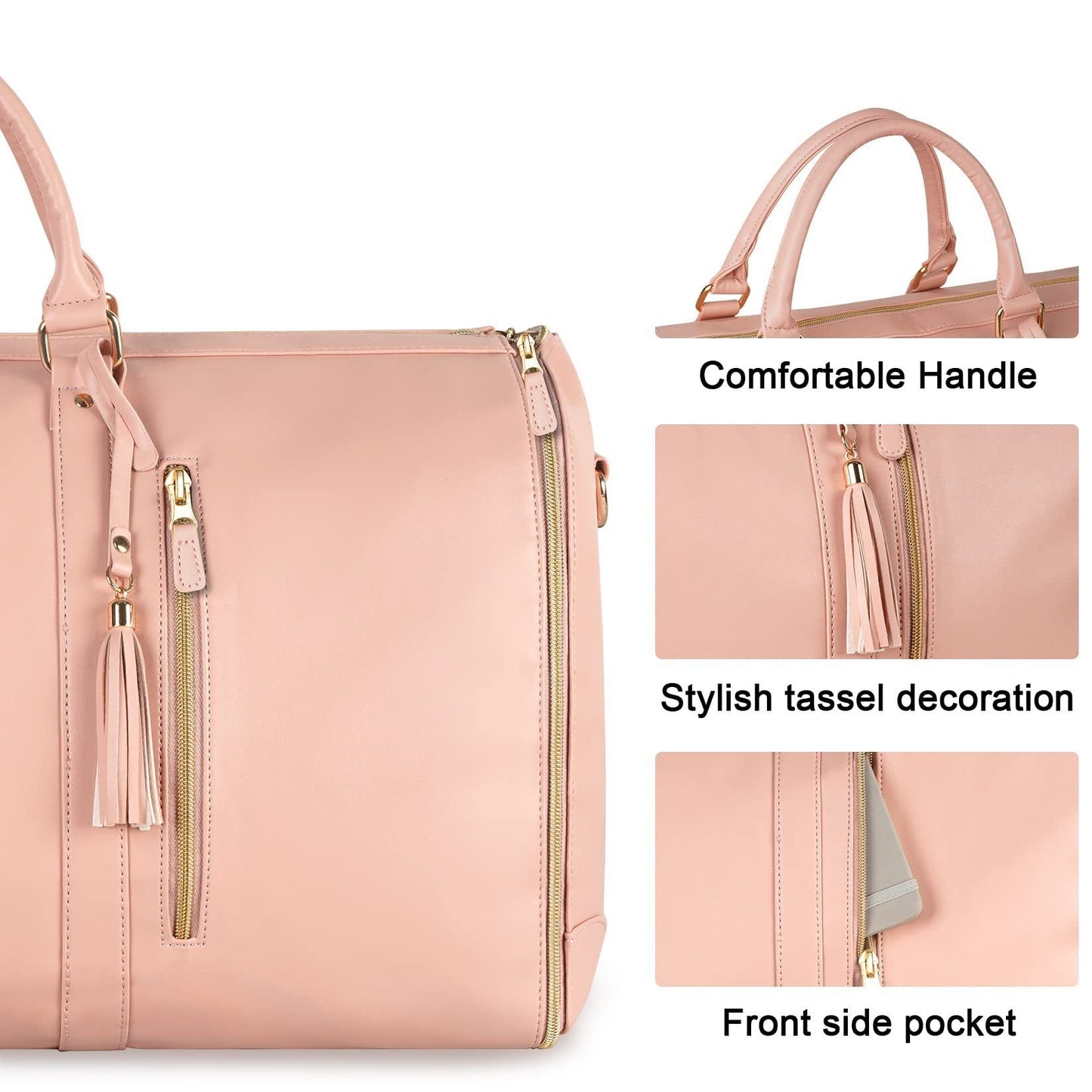 Versatile Light Pink Garment & Duffel Bag for Eco-Friendly Travel