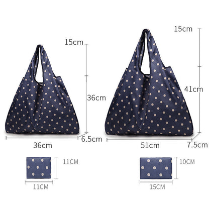 Eco-Friendly Reusable Shopping Bags - Blue Polka Dots & Cat Pattern