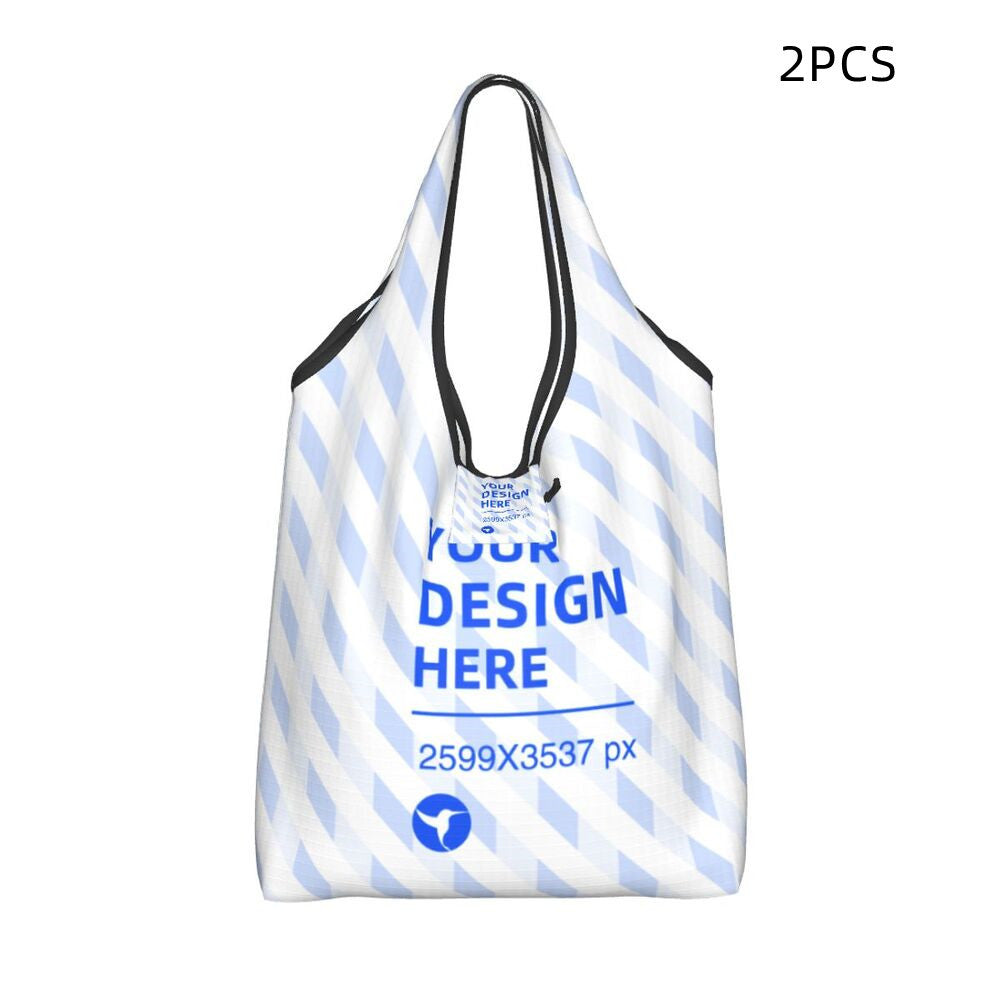 Eco-Friendly Reusable Shopping Bag - Durable Polyester, White with Blue Design
