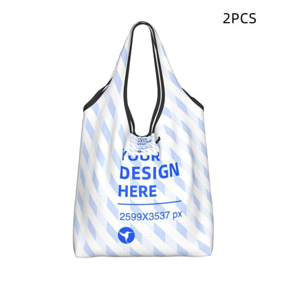 Eco-Friendly Reusable Shopping Bag - Durable Polyester, White with Blue Design
