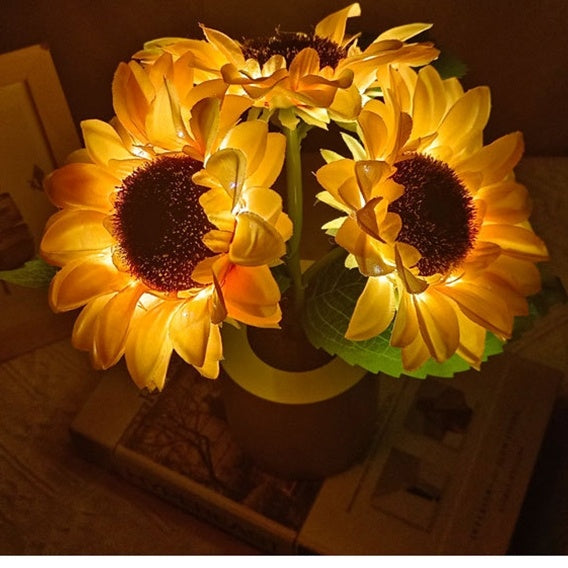 LED Flower Lamp - Eco-Friendly Ambient Lighting with Yellow Flowers