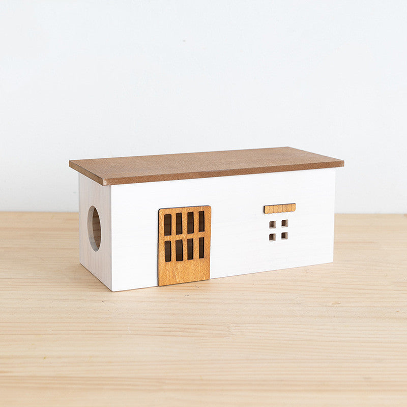Eco-Friendly House-Shaped Tissue Box Cover with Natural Wood Accents
