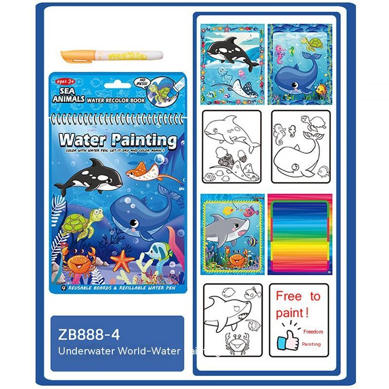 Ocean-Themed Reusable Water Drawing Book for Kids