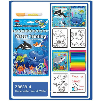 Ocean-Themed Reusable Water Drawing Book for Kids