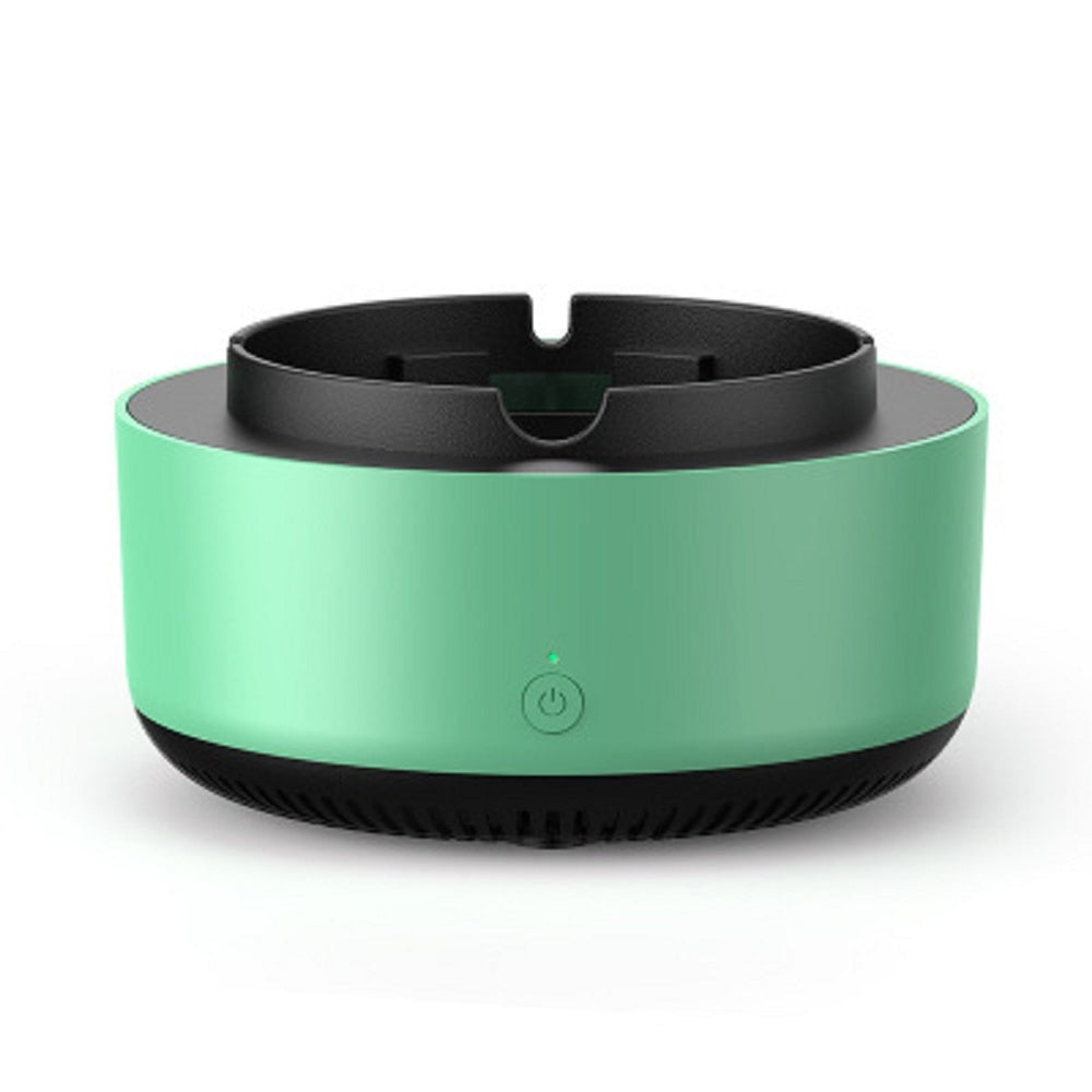 Green Round Automatic Ashtray with One-Touch Operation