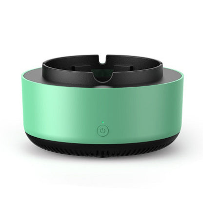 Green Round Automatic Ashtray with One-Touch Operation
