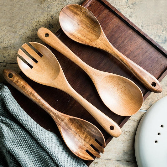 Eco-Friendly Wooden Kitchen Utensils Set