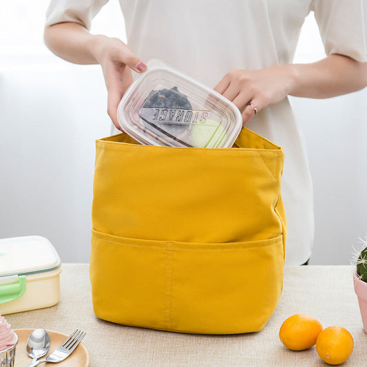 Yellow rectangular insulated reusable lunch bag