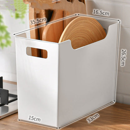 Durable White Rectangular Storage Bins with Handles for Home Organization