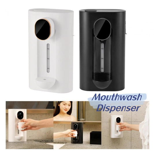 Eco-Friendly Wall-Mounted Mouthwash Dispenser in White and Black