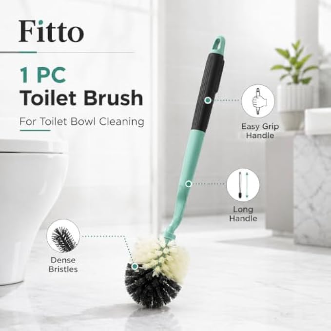 120 Pieces 1 PC Toilet Brushes with Long Easy-Grip Handle (Dense Bristles for Toilet Bowl Cleaning and Bathroom Cleaning)