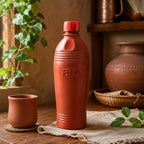 72 Pieces Natural Clay Water Bottles (1000 ML – Traditional Earthen Drinking Bottle with Cap – Reusable Eco-Friendly Cool Water Bottle for Home – Office and Daily Hydration)