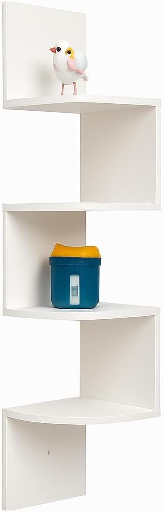 Wall Shelf Corner 4 Tier 19.8X19.8X102.8cm, White