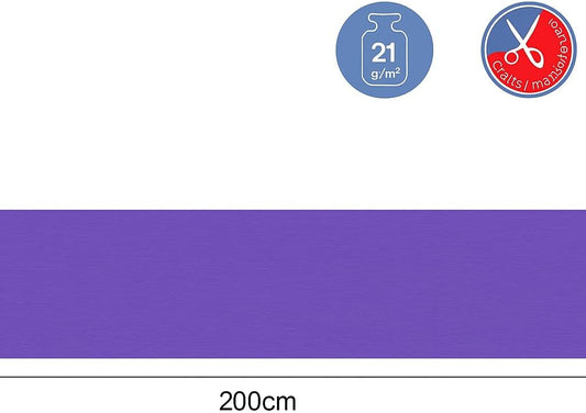 Crepe Paper Roll 200cm x 50cm Purple for Crafts, Decorations, Party Supplies