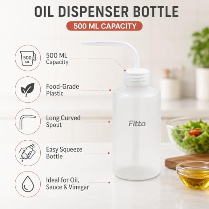 240 Pieces Oil Dispenser Bottles (500 ml – Food-Grade Plastic Squeeze Bottle with Long Curved Spout for Oil – Sauce and Vinegar – Transparent White)
