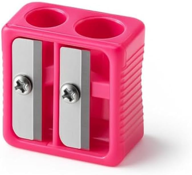 Pink Pencil Sharpener - Manual Handheld Portable School Office Stationery Sharpener for Kids and Adults, Single Hole Plastic