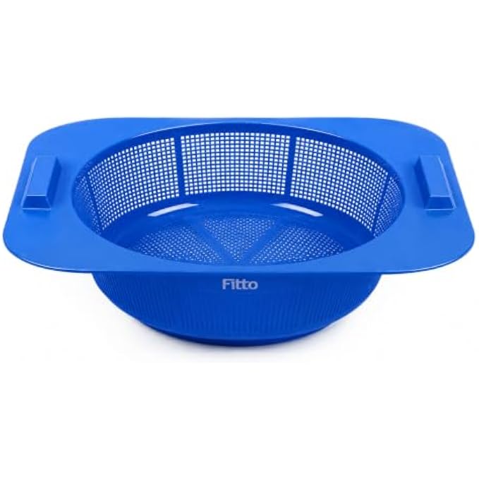 120 Pieces Blue Plastic Drain Tray Baskets for Sink (Fruit Vegetable Washing Colander – Deep Basket with Handles)