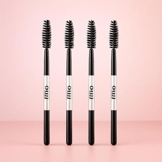 Eyelash Brush Spoolie Pack of 4 Black – Mascara Wands for Lashes & Brows