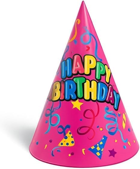 120 Pieces Pink Birthday Party Cone Hats Medium Pack of 6 - Paper Cone Party Hats for Kids & Adults (Disposable Party Accessories)