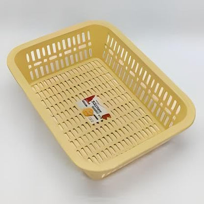 Mini Storage Basket X-Large – 39x29x8 cm Sturdy Transparent-Natural Plastic Storage Basket, 4.5L, BPA-Free, Easy to Stack and Clean,Assorted