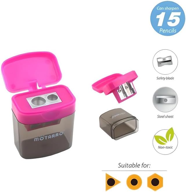 Sharpner with Container, Pink - 1 Piece Pencil Shaver for Desk Use