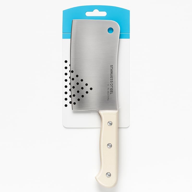 96 Pieces Stainless Steel Meat Chopper Knives with White Handle (Heavy Duty Kitchen Cleaver for Chopping and Slicing)