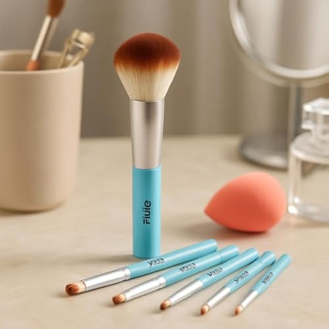 96 Pieces Makeup Brushes with 5 Extra Tips - Interchangeable Brush Heads for Foundation Concealer Powder Blending Travel Retractable Face Brush