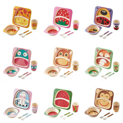 Bamboo Fibre Kids Dinnerware Set - Eco-Friendly Crocodile Design
