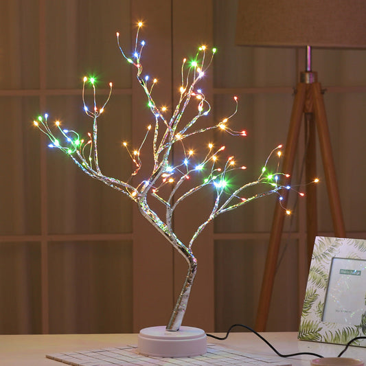 Multicolored LED Decorative Tree Light on a silver or white structure
