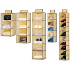 96 Pieces Hanging Closet Organizers (Beige Fabric Wardrobe Storage Shelf for Clothes – Bags – Shoes and Accessories)