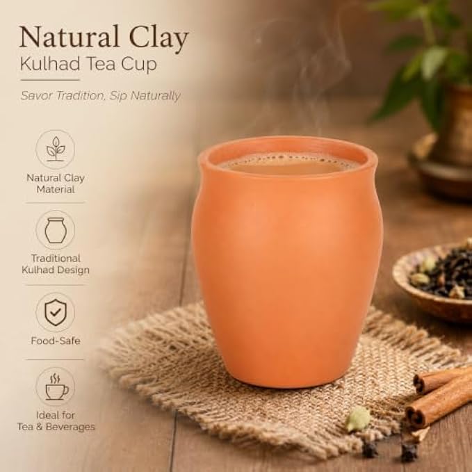 120 Pieces Natural Clay Kulhad Tea Cups (Reusable Earthen Chai Cup for Tea – Coffee and Traditional Beverage Serving – Terracotta)