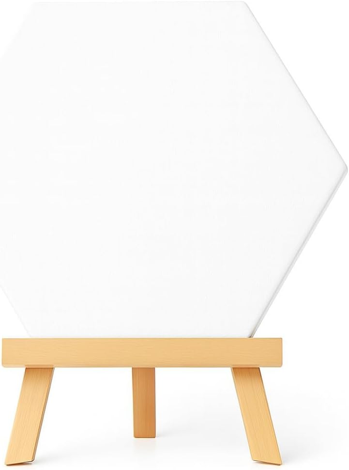 96 Pieces 20x20cm Hexagon Canvas withs (29x20cm Wooden Stand)
