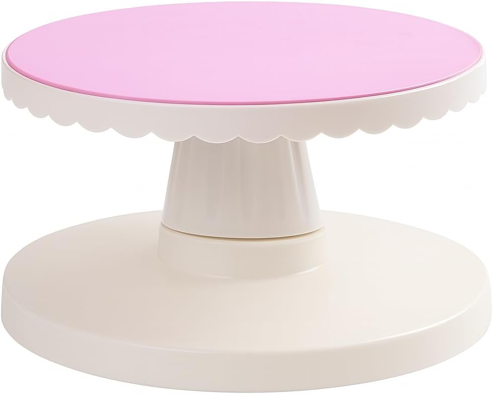 72 Pieces Pink and White Rotating Cake Stand - 360° Rotating Cake Turntables for Decorating (Frosting – and Display - Non-Slip – Easy-Clean Surface - Ideal for Cakes – Cupcakes – Desserts – Baking Enthusiasts)