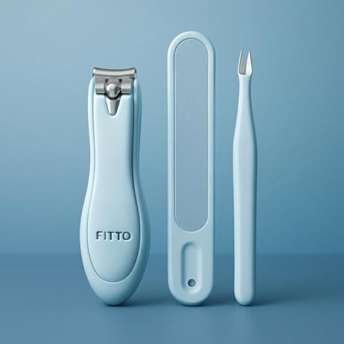 Blue Manicure & Pedicure Kit - Travel Nail Clippers Set with Cuticle Nipper, Nail Scissors, File, Tweezers in Carry Case