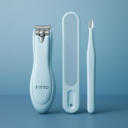 Blue Manicure & Pedicure Kit - Travel Nail Clippers Set with Cuticle Nipper, Nail Scissors, File, Tweezers in Carry Case