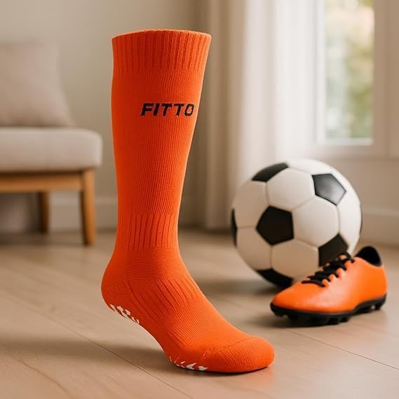 96 Pieces Anti-Slip Orange Football Socks for Kids - Comfortable & Durable Sports Socks