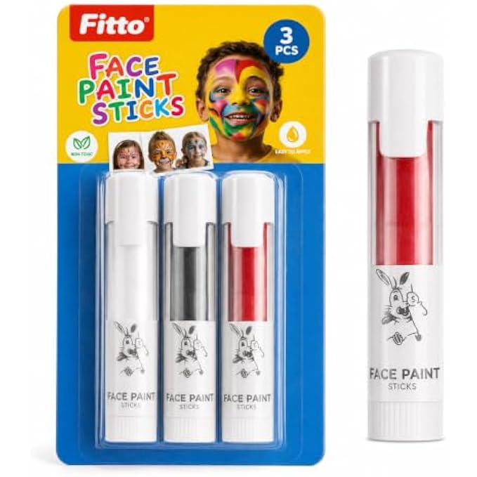 120 Pieces Face Paint Sticks (3-Piece Twist-Up Face and Body Paint Set in White – Black and Red for Parties – Festivals and Creative Makeup)