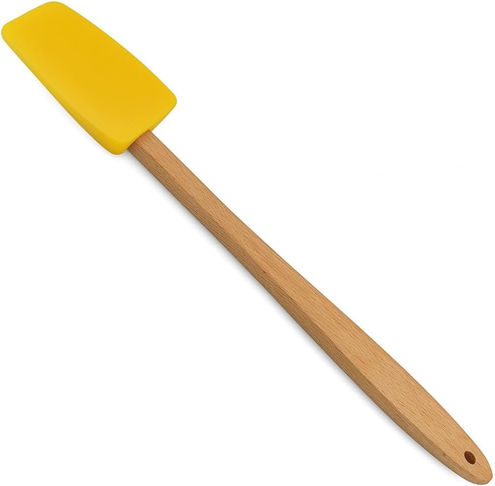120 Pieces Yellow Silicone Spoons with Wooden Handle - Non-Stick (Heat Resistant Cooking Utensil for Home Chefs - Perfect for Stirring – Serving – and Mixing - Eco-Friendly Kitchen Essential)