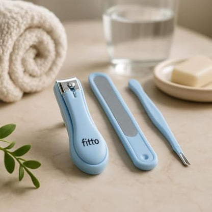 Blue Manicure & Pedicure Kit - Travel Nail Clippers Set with Cuticle Nipper, Nail Scissors, File, Tweezers in Carry Case